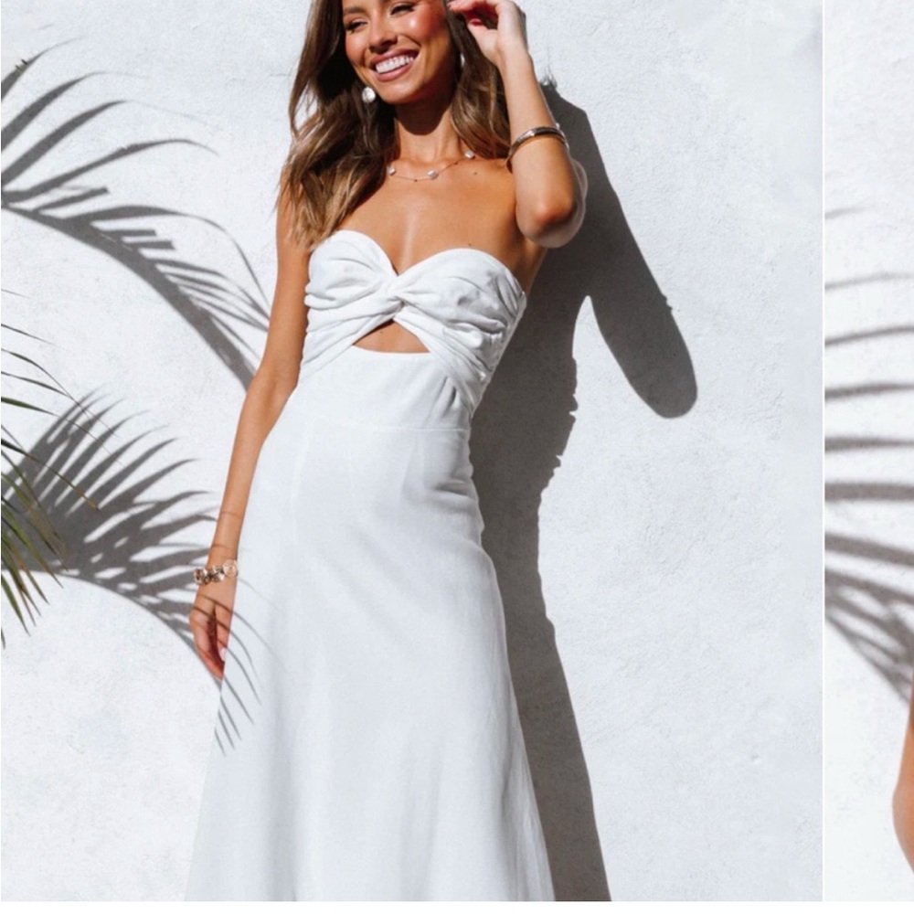 Petal and Pup Rosetta cutout Cotten and linen strapless dress